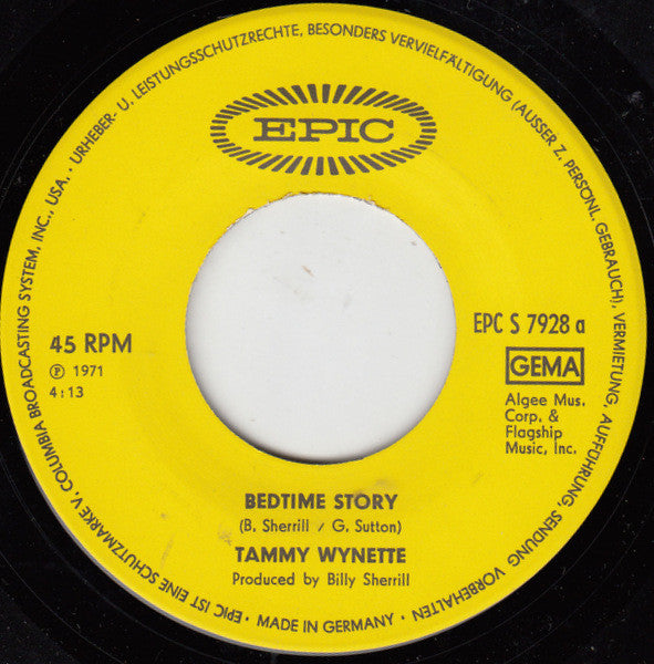 Tammy Wynette : Bedtime Story (7", Single, Promo)