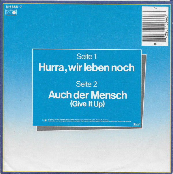 Milva : Hurra, Wir Leben Noch (7", Single)