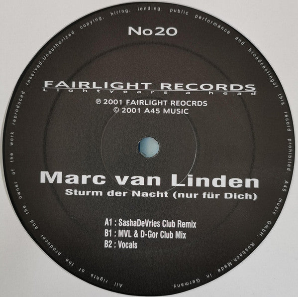 Marc van Linden : Sturm Der Nacht (Nur Für Dich) (12", Single)