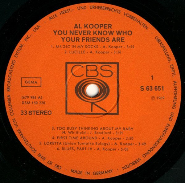 Al Kooper : You Never Know Who Your Friends Are (LP, Album)