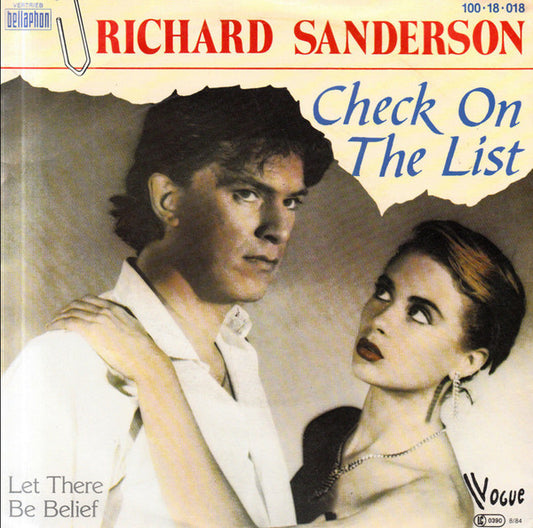 Richard Sanderson : Check On The List (7", Single)