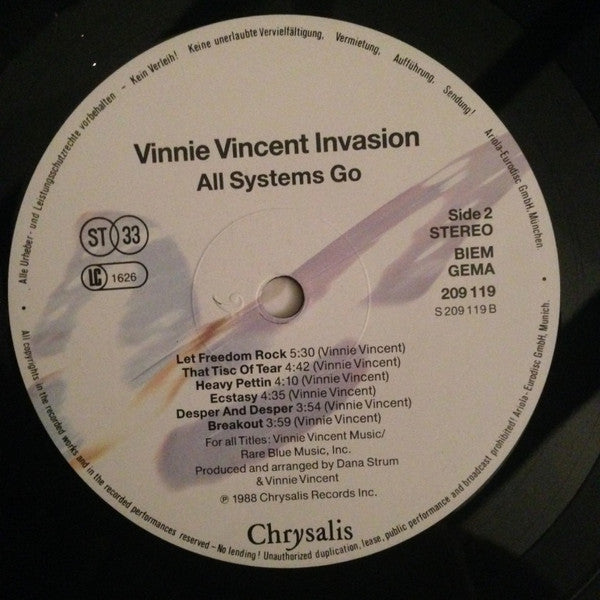 Vinnie Vincent Invasion : All Systems Go (LP, Album)