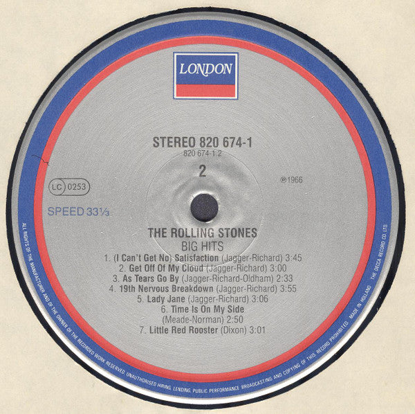 The Rolling Stones : Big Hits [High Tide And Green Grass] (LP, Comp, RE)