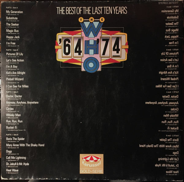 The Who : '64 - '74 / The Best Of The Last Ten Years (2xLP, Comp)