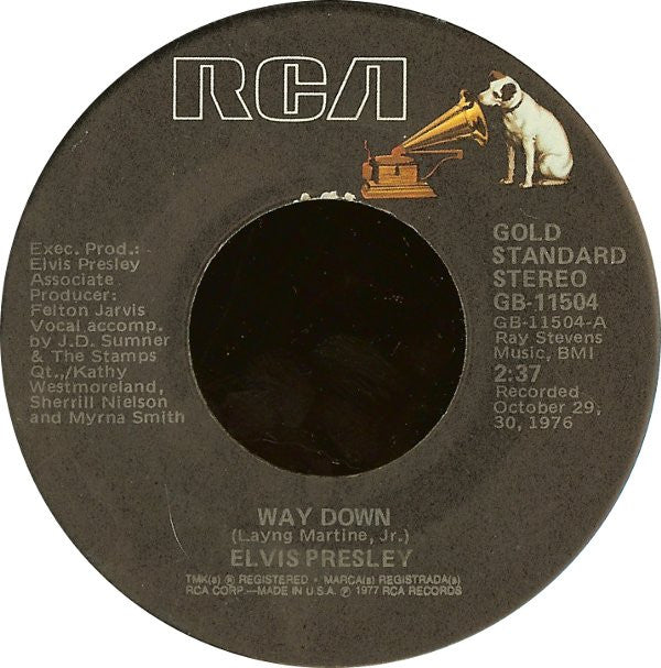 Elvis Presley : Way Down / My Way (7", Single,  In)