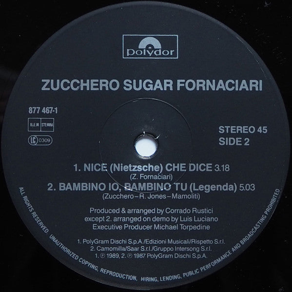 Zucchero : Madre Dolcissima / Nice (Nietzsche) Che Dice / Bambino Io, Bambino Tu (12")