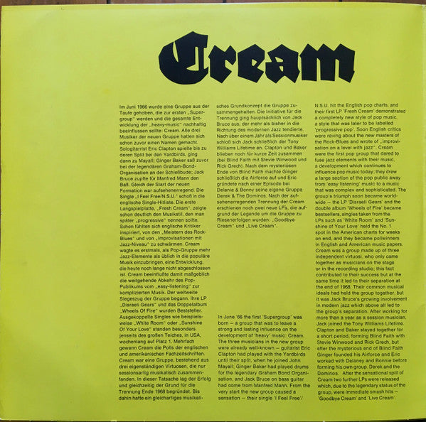 Cream (2) : Pop History Vol. 1 (2xLP, Comp, Gat)
