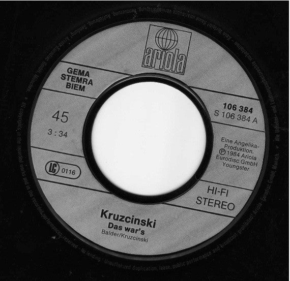 Kruzcinski : Das War's (7", Single)