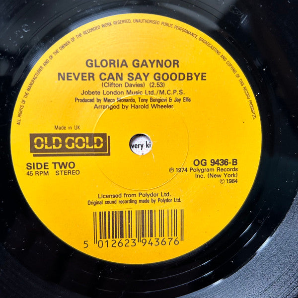 Gloria Gaynor : I Will Survive / Never Can Say Goodbye (7", Single, RE,  DA)