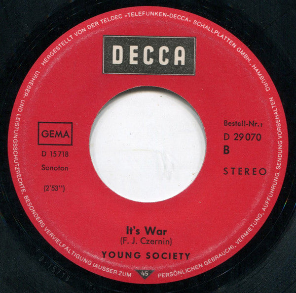 Young Society : Flowers / It's War (7", Single)