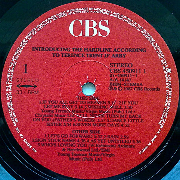 Terence Trent D'Arby : Introducing The Hardline According To Terence Trent D'Arby (LP, Album)