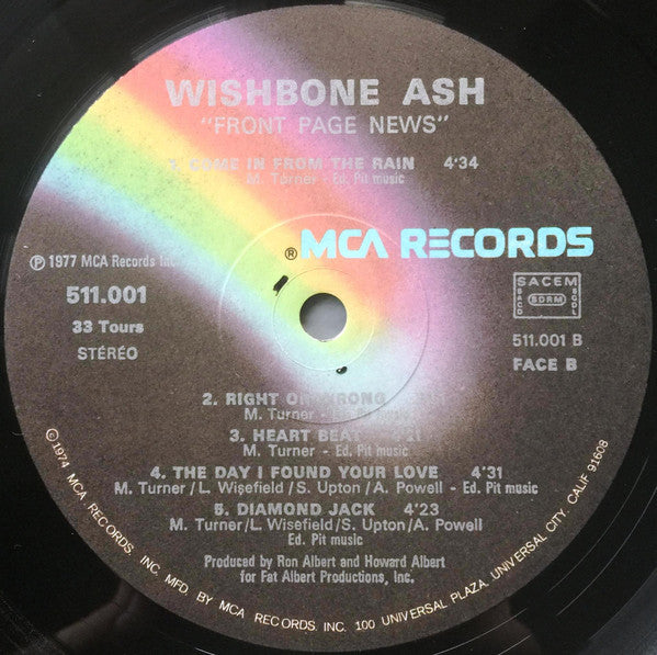 Wishbone Ash : Front Page News (LP, Album, Gat)