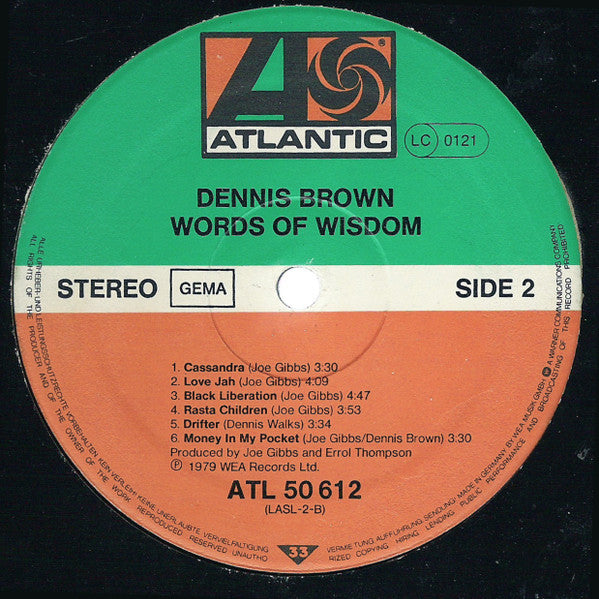 Dennis Brown : Words Of Wisdom (LP, Album)