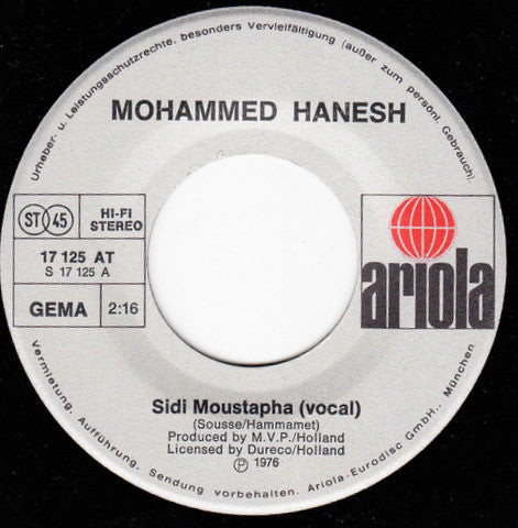 Mohammed Hanesh : Sidi Moustapha Part 1 & 2 (7", Single)