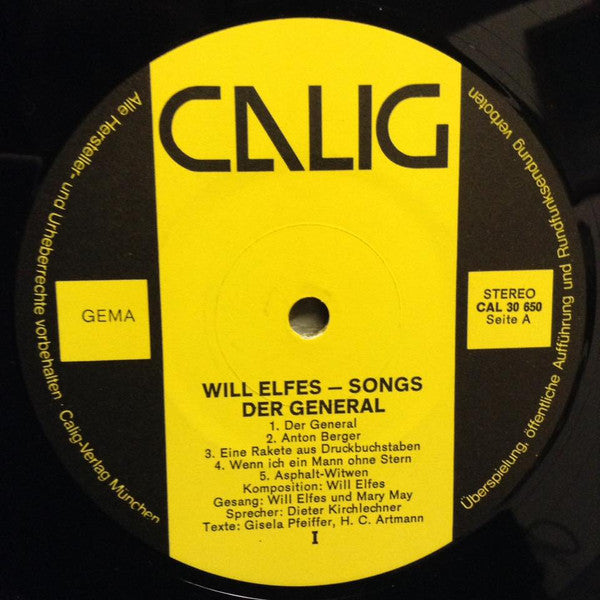 Will Elfes Nach Texten Von Gisela Pfeiffer Und H.C. Artmann : Songs - Der General (LP, Album)