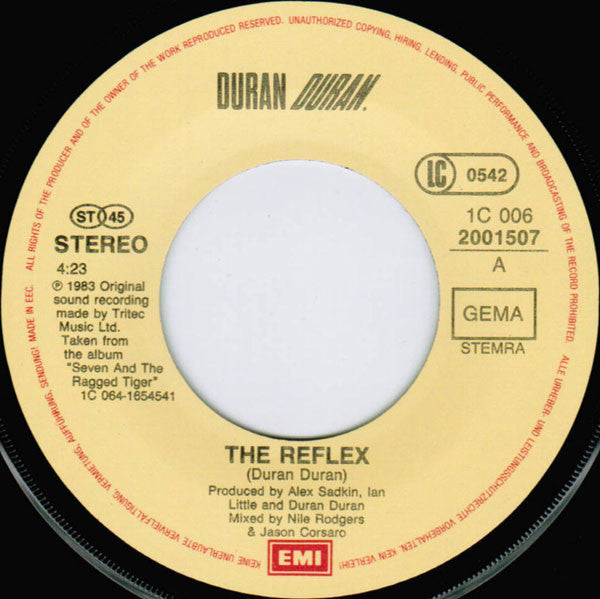 Duran Duran : The Reflex  (7", Single, RP)