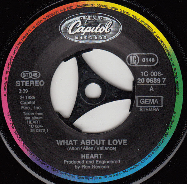 Heart : What About Love (7", Single)