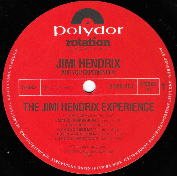 The Jimi Hendrix Experience : Are You Experienced (LP, Album, RE)