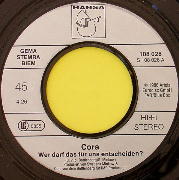 Cora : Wer Darf Das Für Uns Entscheiden (7", Single)