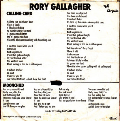 Rory Gallagher : Moonchild (7", Single)