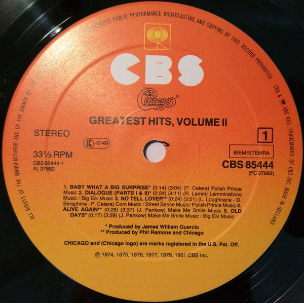 Chicago (2) : Greatest Hits, Volume II (LP, Comp, Sun)