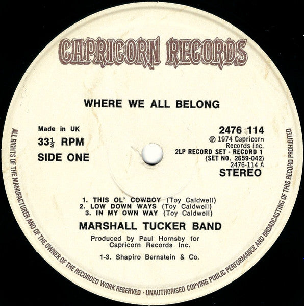 The Marshall Tucker Band : Where We All Belong (2xLP, Album, Gat)