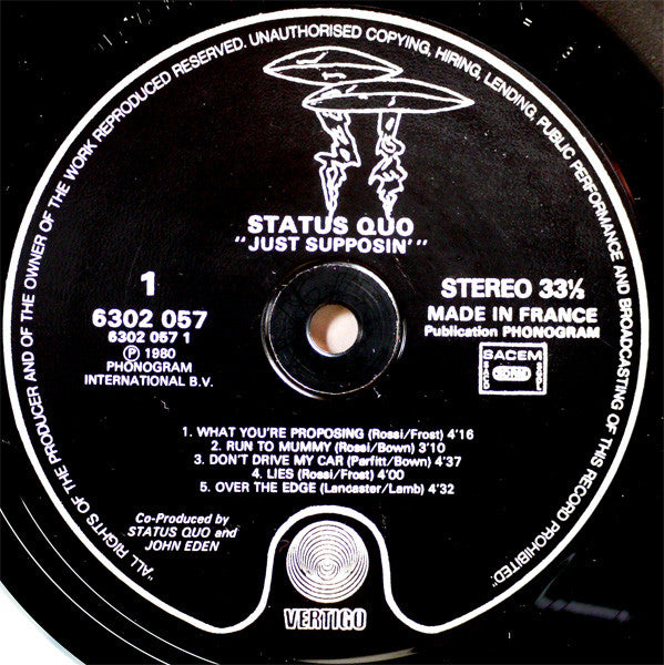 Status Quo : Just Supposin'... (LP, Album, Bla)