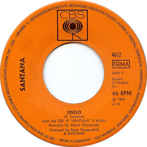 Santana : Jingo (7", Single, Dif)