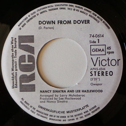 Nancy Sinatra & Lee Hazlewood : Down From Dover / Paris Summer (7", Single, Promo)