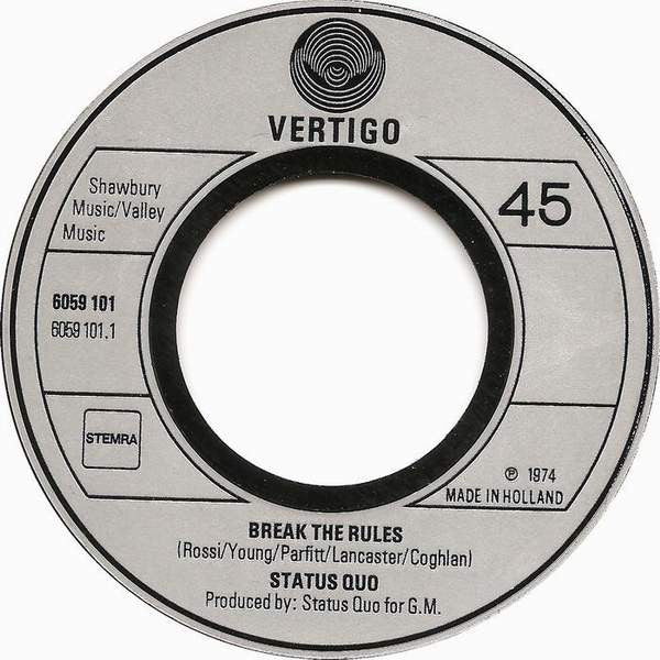 Status Quo : Break The Rules (7", Single)