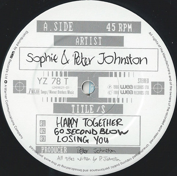 Sophie And Peter Johnston : Happy Together (12", Single)