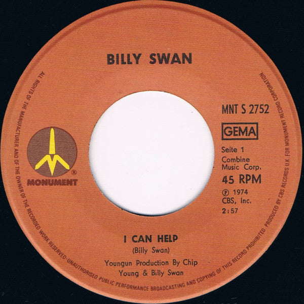 Billy Swan : I Can Help (7", Single)