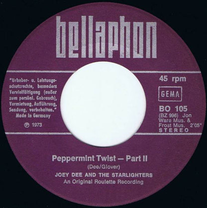 Joey Dee & The Starliters : Peppermint Twist (7", Single)