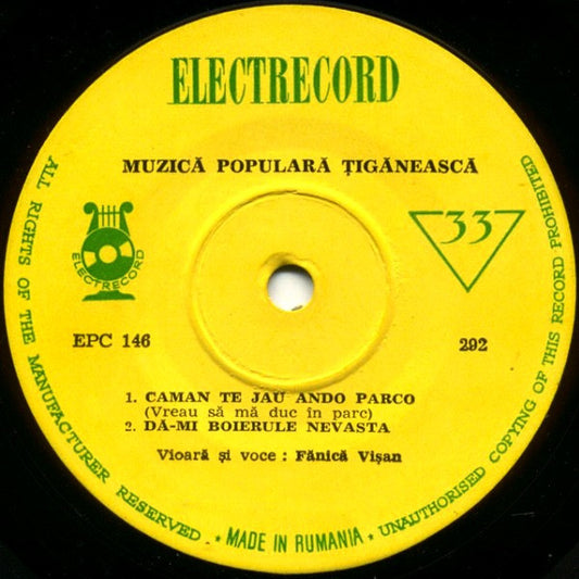 Fănică Vișan / Dona Dumitru Siminică : Muzică Populară Țigănească (7", Mono, RE)