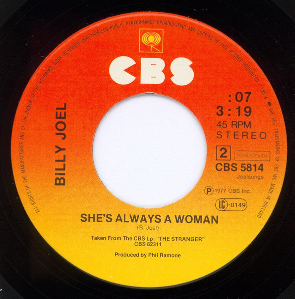 Billy Joel : Movin' Out (Anthony's Song) / She's Always A Woman (7", Single)
