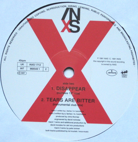 INXS : Bitter Tears (12", Single)