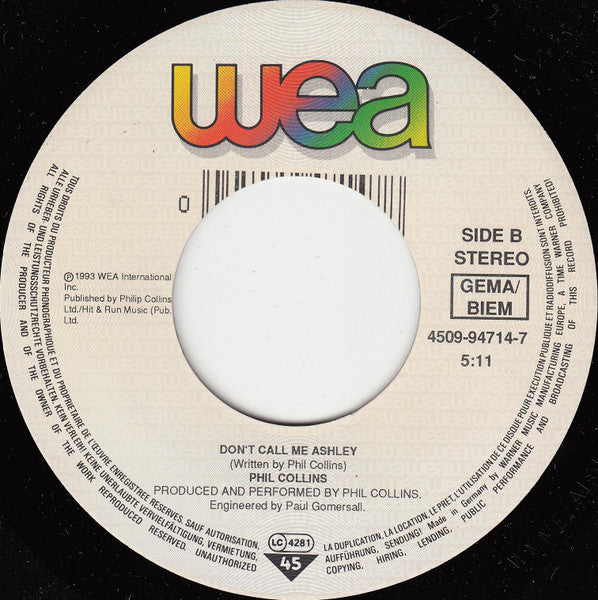 Phil Collins : Everyday (7", Single, Lar)