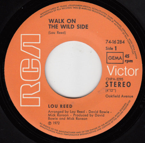 Lou Reed : Walk On The Wild Side (7", Single)