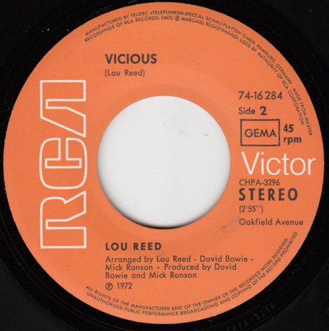 Lou Reed : Walk On The Wild Side (7", Single)