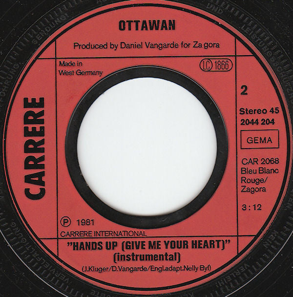 Ottawan : Hands Up (Give Me Your Heart) (7", Single)