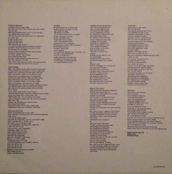 Quartz (10) : Stand Up And Fight (LP, Album)