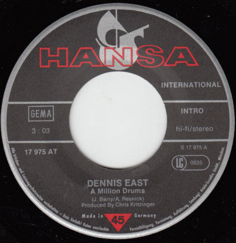 Dennis East : A Million Drums (7", Single)