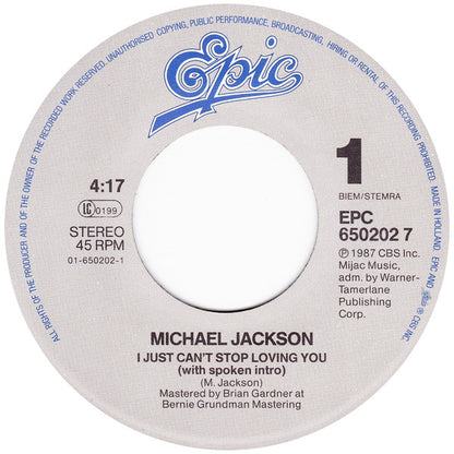Michael Jackson : I Just Can't Stop Loving You (7", Single)