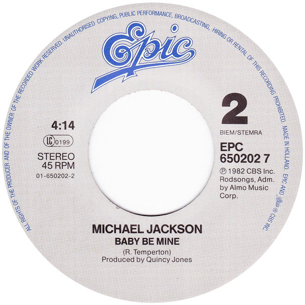 Michael Jackson : I Just Can't Stop Loving You (7", Single)