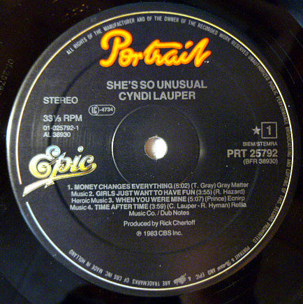 Cyndi Lauper : She's So Unusual (LP, Album)