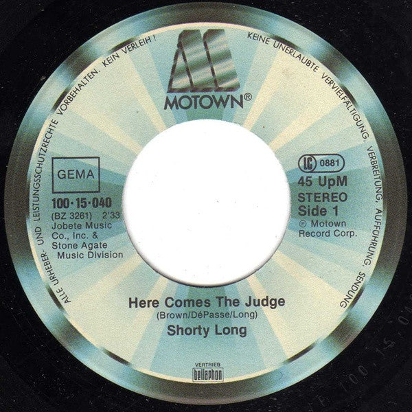 Shorty Long (2) : Here Comes The Judge / Function At The Junction (7", Single)