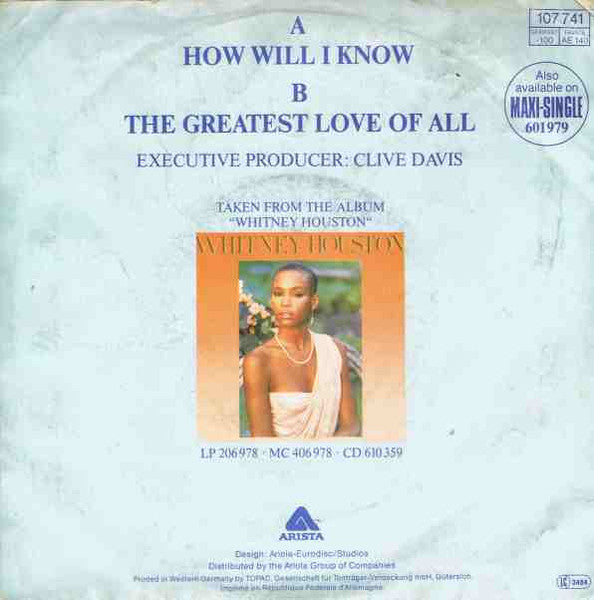 Whitney Houston : How Will I Know (7", Single)