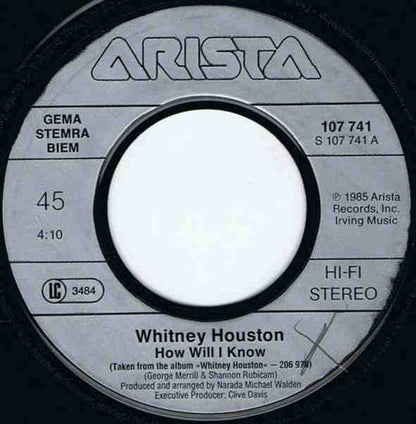 Whitney Houston : How Will I Know (7", Single)