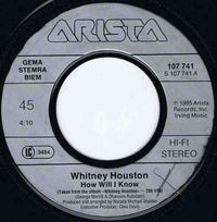 Whitney Houston : How Will I Know (7", Single)