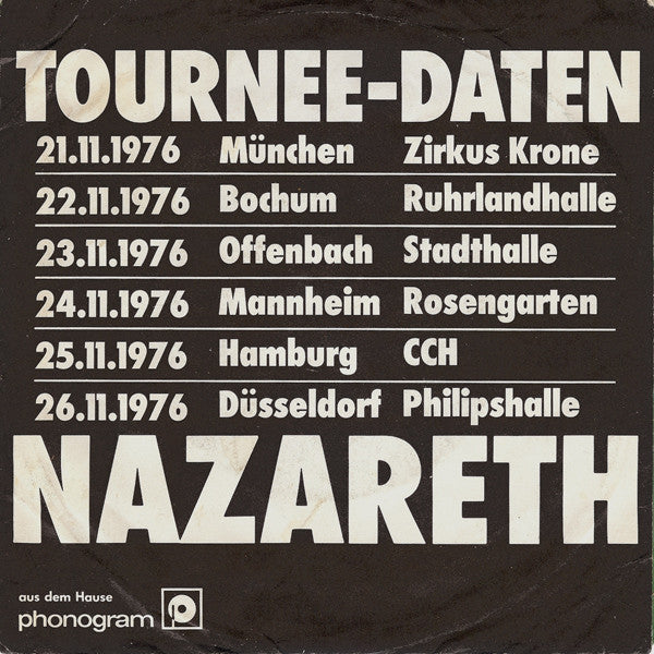 Nazareth (2) : I Don't Want To Go On Without You (7", Single)